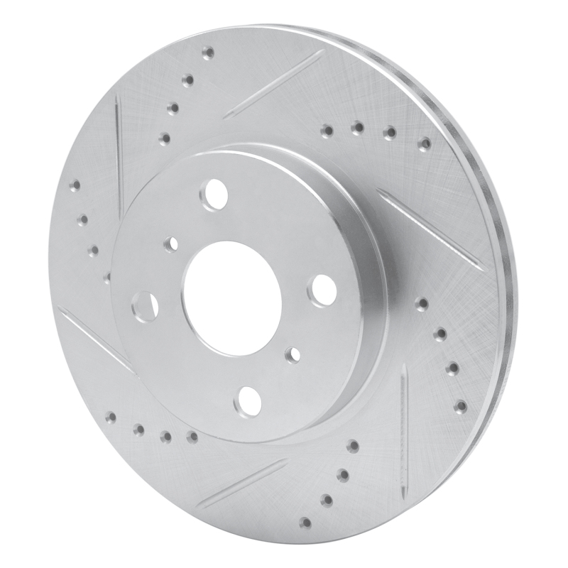 Scion iQ Brake Rotor (1) - Front Left - R1 Concepts - Drilled & Slotted - Silver - `06-`19